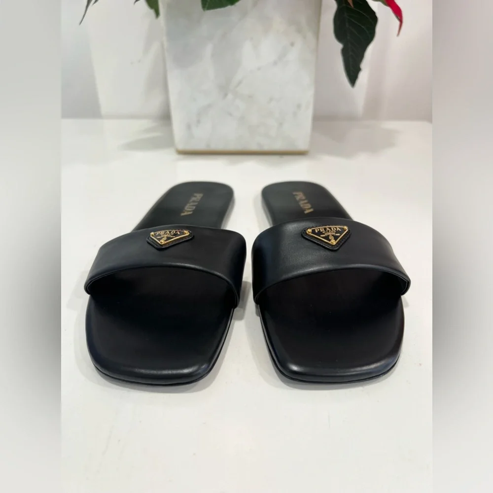 Prada Triangle Logo Slide Sandal - Picture 2 of 8